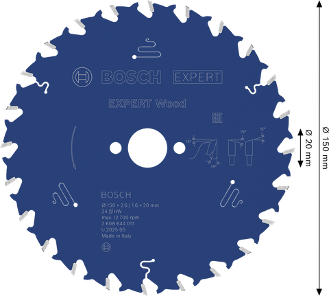 BoschEXPERT 木工圆锯片 150 毫米 T24。